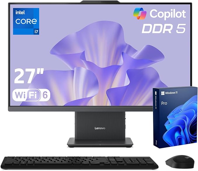 Lenovo IdeaCentre Business Computer All-in-One PC, 27" FHD 100Hz Display, Intel Core i7-13620H, 64GB DDR5, 2TB SSD, Wi-Fi 6, Windows 11 Pro with AI & Microsoft Copilot, Wireless KB & M, Grey