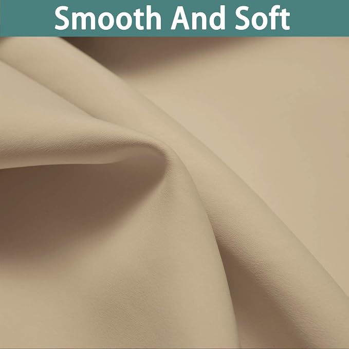 Yakamok Beige 100% Blackout Curtains 54 Inches Long - Image 7