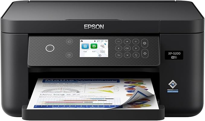 Epson Expression Home XP-5200 Wireless Color All-in-One Printer with Scan Copy, Automatic 2-Sided Printing, Borderless Photos, 150-Sheet Paper Tray and 2.4' Colorfull Display - Black