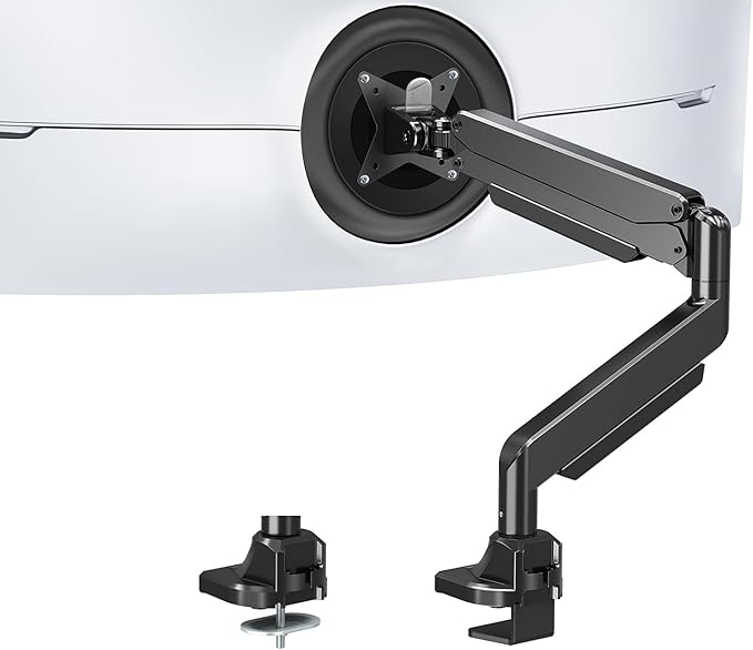 MOUNT PRO Single Monitor Mount for Max 43 Inch Ultrawide Computer Screen, Premium Aluminum Heavy Duty Monitor Arm Holds 6.6lbs to 33lbs, Gas Spring Full Motion Display Desk Stand, VESA Mount