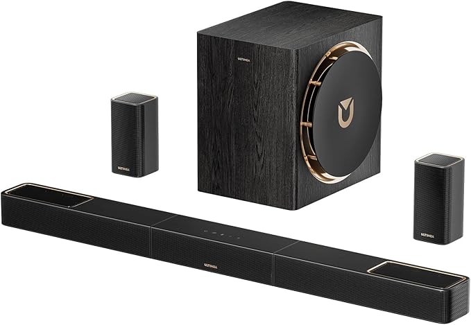 ULTIMEA Skywave X50 5.1.4ch Wireless Surround Sound System for TV, 760W Professional Sound Bar w/Dolby Atmos, 2 Wireless Surround Speakers & 8" Subwoofer, GaN Amplifier, 4K HDR Pass-Through, HDMI eARC