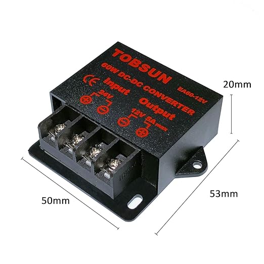 DC 24V to 12V 5A Converter - Voltage Reducer Regulator, Step-Down Buck Transformer Module for Electronics Power Supply - DC 24V to 12V 5A Converter