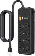 Heavy Duty Surge Protector 20Amp,Metal Power Strip with 8 Outlets,Wall Mount Surge Protector 4800J,12 Gauge 6FT Extension Cord 5-15P Adapter Workshop & Industrial Use with 6-20R T-Slot Outlets