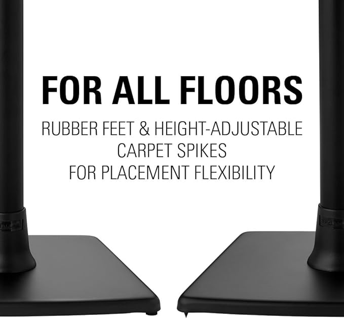 Sanus Wireless Sonos Speaker Stand for Sonos One, Play:1, & Play:3 - Audio-Enhancing Design with Built-in Cable Management - Single Stand (Black) - WSS21-B1
