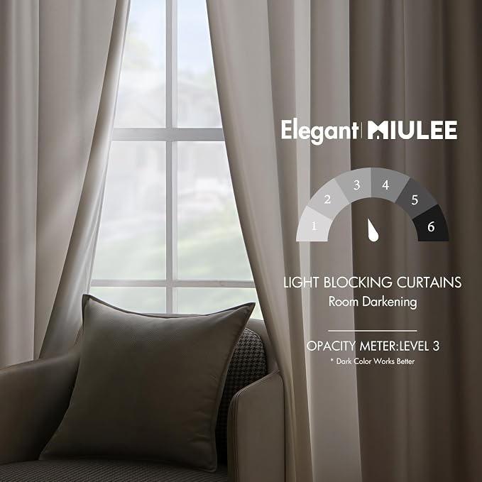MIULEE Velvet Curtains 52x84 inches 2 Panels Ivory Room Darkening Curtains | - Image 5