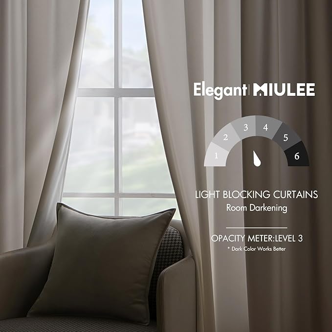 MIULEE Velvet Curtains 52x108 inches 2 Panels Ivory Room Darkening Curtains | - Image 5