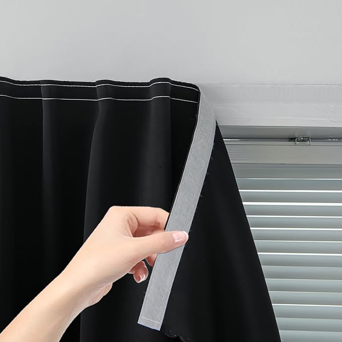 Portable Light Blocking Curtains Self-Stick Design, Removable Adhesive Window by Sovtfides