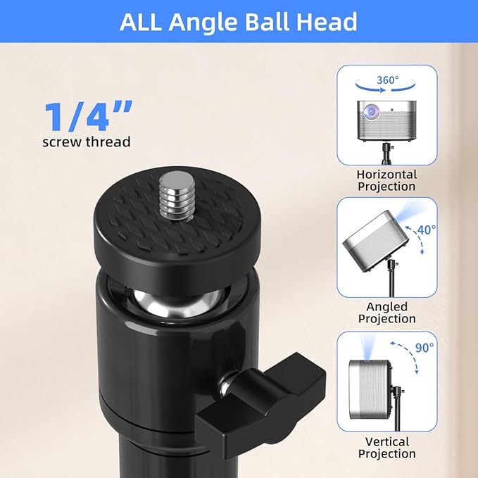 suptek Projector Stand 360°Swivel, Height Adjustable 36.6-46.8inch, Mini Projector Mount Bracket, Compatible with Home Office Video Vlog DVR Camera, PR001F