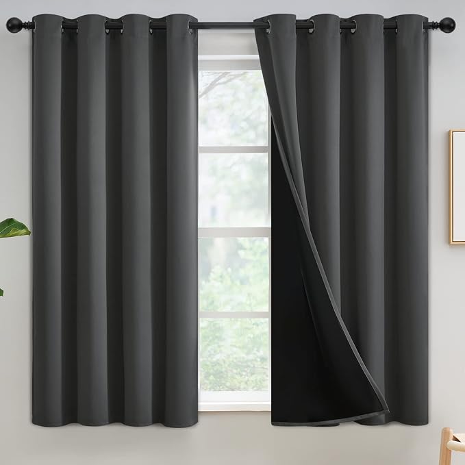 Yakamok Dark Grey Blackout Curtains 54 inches Long by Yakamok