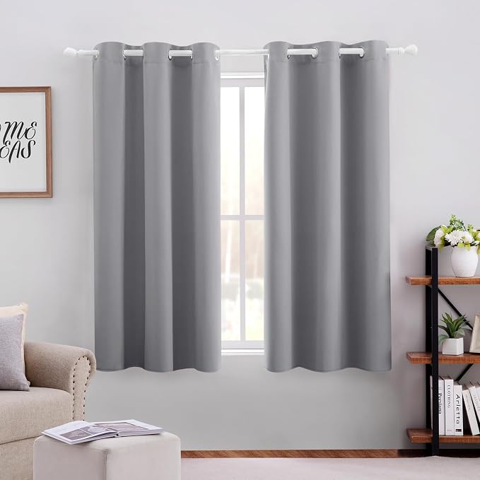 HOMEIDEAS Light Grey Blackout Curtains 42 X 63 Inch Length Set of 2 Panels Room by HOMEIDEAS