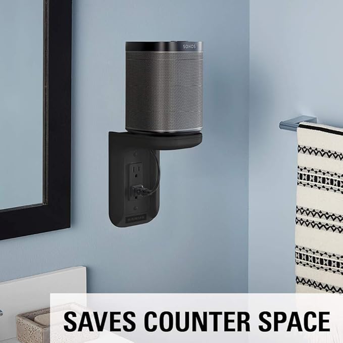 Sanus Outlet Shelf - Holds Any Device Up to 10lbs & Installs in Seconds - Includes Standard & Decora Style Outlet Covers & Integrated Cable Management Channel - Works for Sonos & Smart Home Speakers