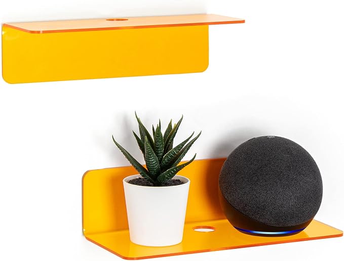 OAPRIRE Small Acrylic Floating Wall Shelves Set of 2, Flexible Use of Wall Space by OAPRIRE