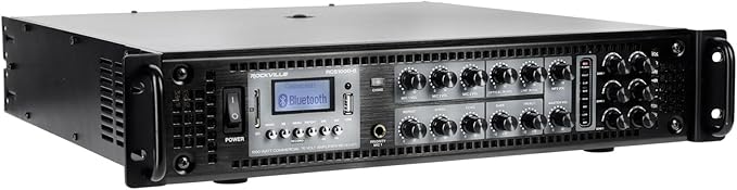 Rockville RCS1000-6 1000W 6-Zone Commercial Amplifier, Bluetooth, USB/SD Inputs, Echo Mic Controls, 70V/100V/8-Ohm Compatibility, Perfect for Restaurants, Schools, and Conference Rooms