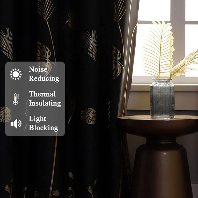 Curtain for Sliding Glass Door 100W x 96L Inch Gold Palm Tree Printed Curtain - Image 6