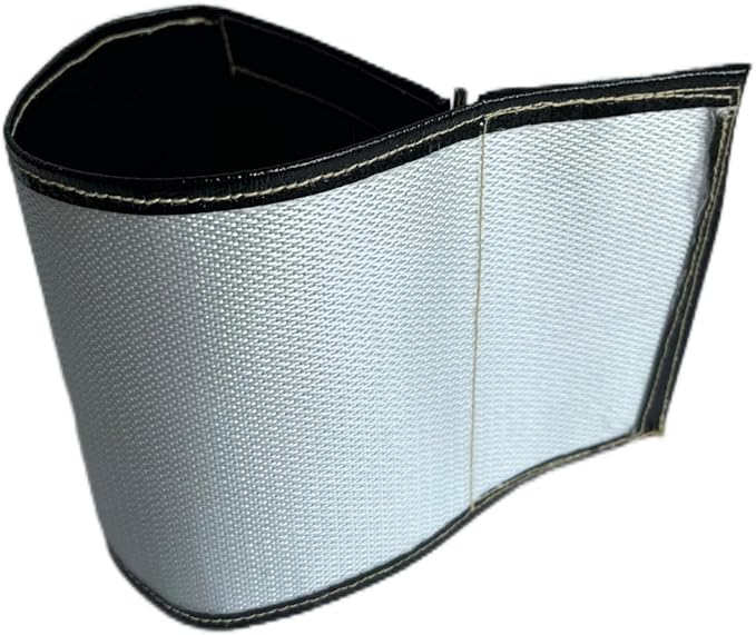 Xinhan (Silver,Black) Aluminum and Fiberglasss Heat Shielding Universal Starter Heat Shield 7 X 24in and 5.5 x 17in Wrap Self Attaching (Black, 5.5IN x 17IN)