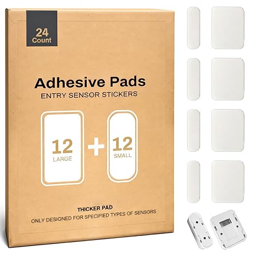 AUFORPET Thick Adhesive Replacement Tape Compatible with SimpliSafe Entry Door Sensor Magnet, Pre-Cut Pads, Easy Installation, Pack of 12 Sensor Pads & 12 Magnet Pads