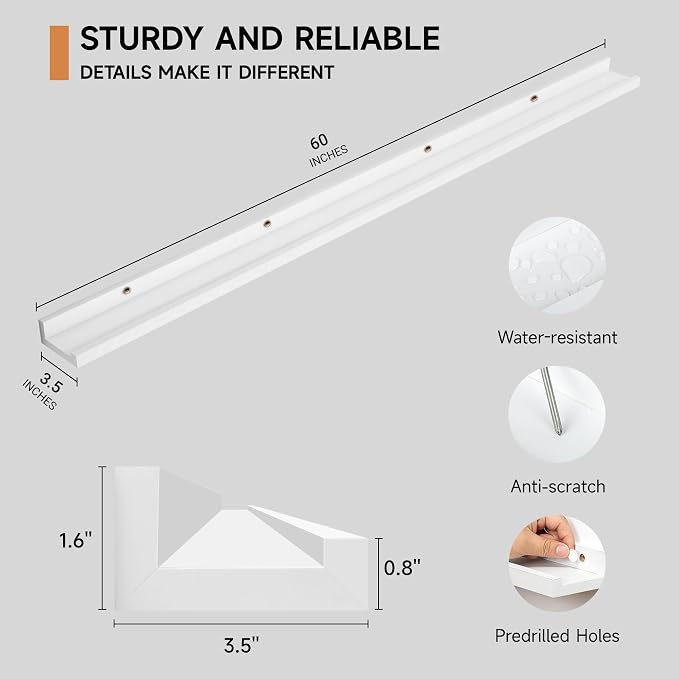 Fun Memories Picture Ledge Shelf, 60 Inch Floating Shelves Set of 2, Large - Image 2