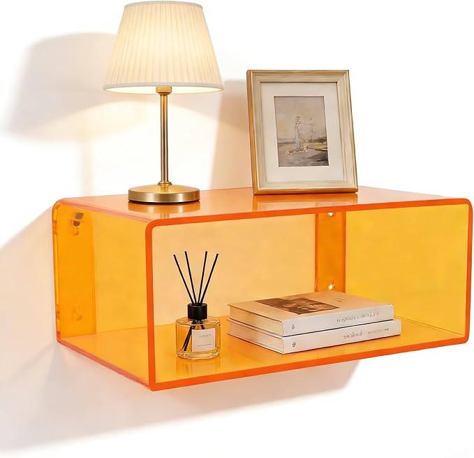 Acrylic Floating Nightstand, Nightstand Shelf Wall Mounted Bedside Shelf by Unknown
