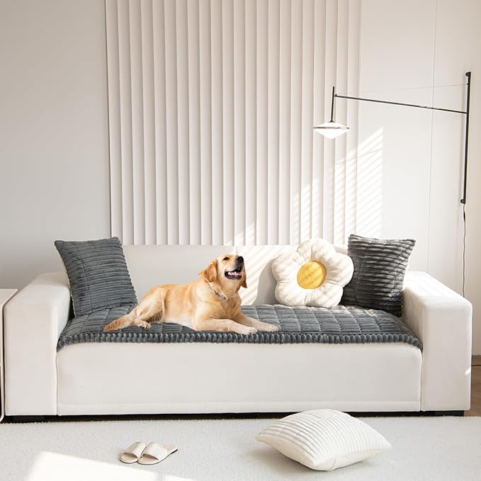 Non Slip Fuzzy Pet Couch Covers for Sofa, Washable Couch Cushion Covers for Large Dogs