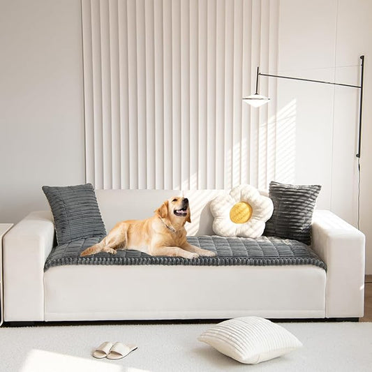 Non Slip Fuzzy Pet Couch Covers for Sofa, Washable Couch Cushion Covers for Large Dogs