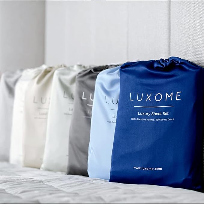 LUXOME 100% Rayon (Viscose) from Bamboo Pillowcase Set (King) | 400 Thread Count | Moisture-Wicking | Envelope Closure | Charcoal