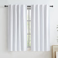 Short White Blackout Curtains Natural Back Tab Rod Pocket Narrow Curtain Panels by KEQIAOSUOCAI