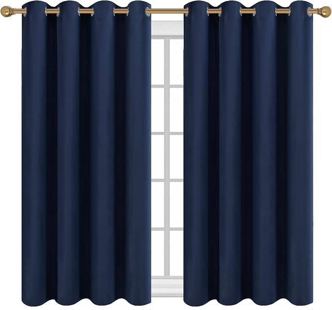 Diraysid Navy Blue Grommet Blackout Curtains - Image 2