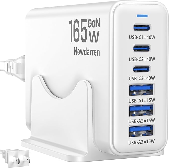 iPhone 17 Charger USB C Fast Charger Block, 3 Type C Port Each 40W Charger for iPhone 17 16 15 Pro Max Plus, Galaxy S25 S24 S23, iPad, Tablet, Total 165W GaN 6 Port Wall Charging Station Hub Adapter