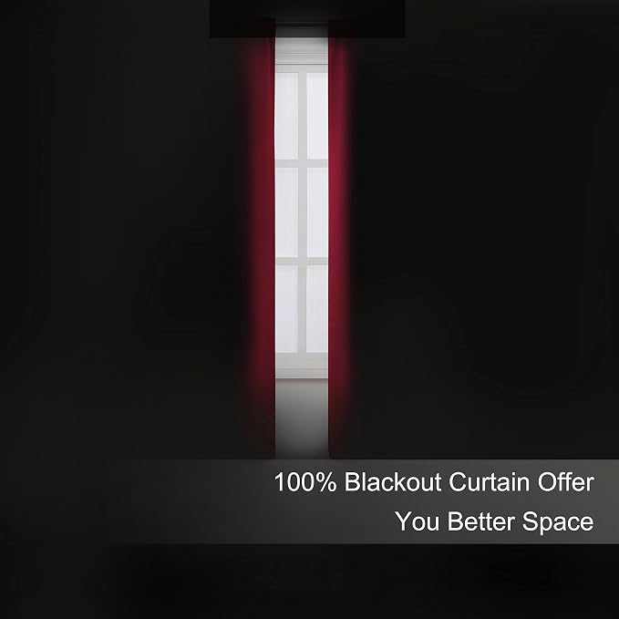 100% Blackout Curtains 52 x 63 Inch/Bright Red Curtains 2 Panels - Image 3