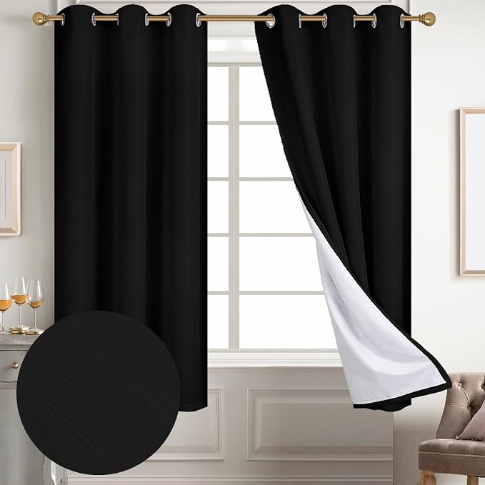 Diraysid 100% Blackout Curtains Black Curtains - Image 2
