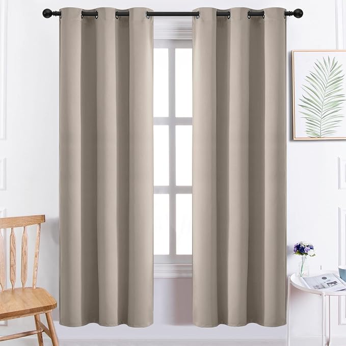Yakamok Blackout Curtains 38x72 inch Natural Thermal Drapes-Bedroom | 2 panels by Yakamok