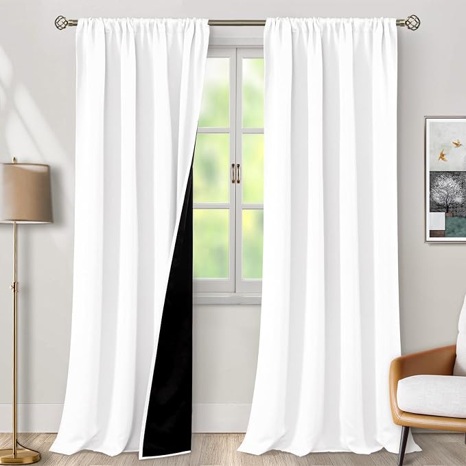 BGment White Blackout Curtains for Living Room 95 Inch Long 2 Panels | Thermal by BGment