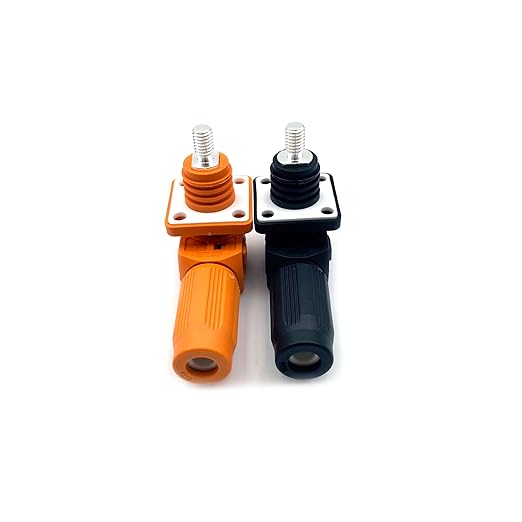 250A Battery Energy Storage Connector, 70mm² High Current Connectors IP67 Waterproof Stud Wiring Power Adapter Quick Plug Terminal Right Angle Plug and Socket (1500V Black+Orange)