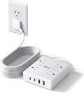 SUPERDANNY 10 Ft Long Extension Cord Flat Plug Power Strip Surge Protector | 4 by SUPERDANNY