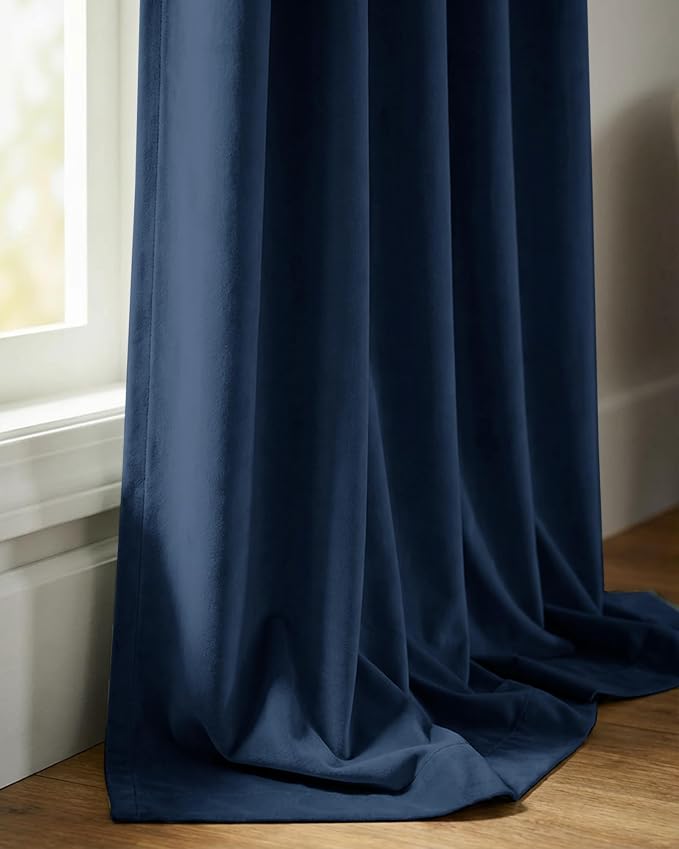 Navy Blue Blackout Thermal Insulated Curtains 96 inches, 2 Panels | Heavy Thick - Image 9