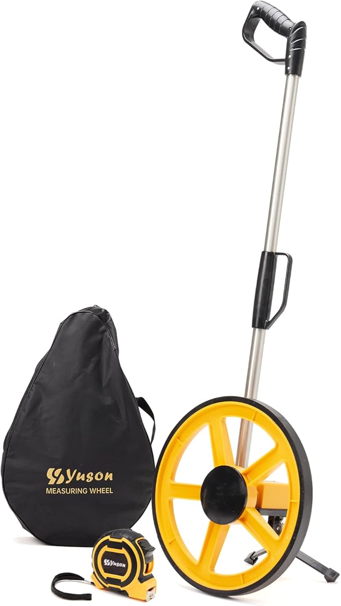 YS YUSON 12 Inch Measuring Wheel in Feet with Stronger Triangle Bracket, Rolling Measuring Wheel for Construction, Digital Measure Wheel with Tape Measure and Canvas Carrying Bag, Up to 10000 Ft