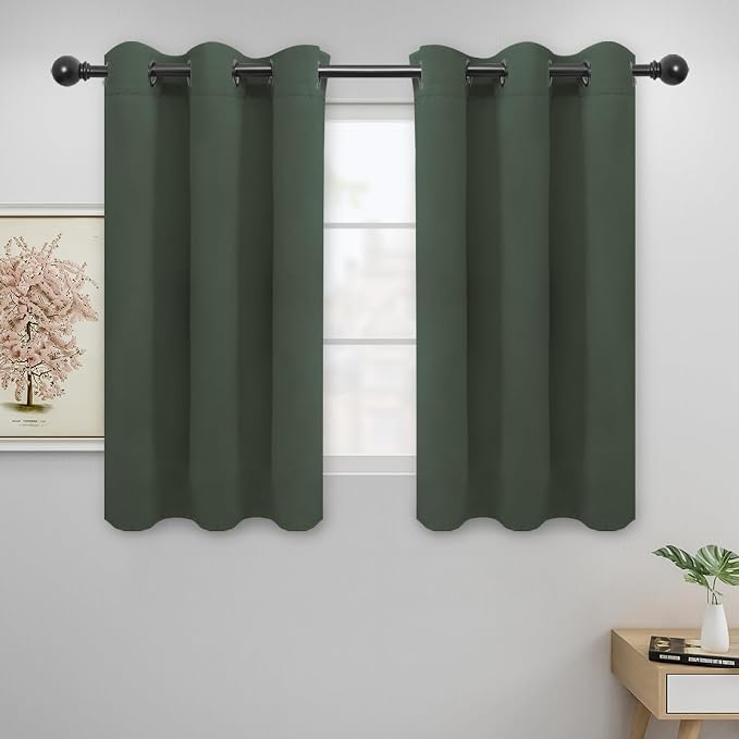Easy-Going Thermal Grommet Blackout Curtains, 2 Panels 42x45 in | Greyish Green by Easy-Going