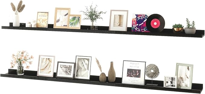 Black Floating Shelves for Wall Decor, 71 in Shelf by Unknown