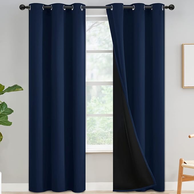 Yakamok Navy Blue Blackout Curtains 84 inches Long by Yakamok