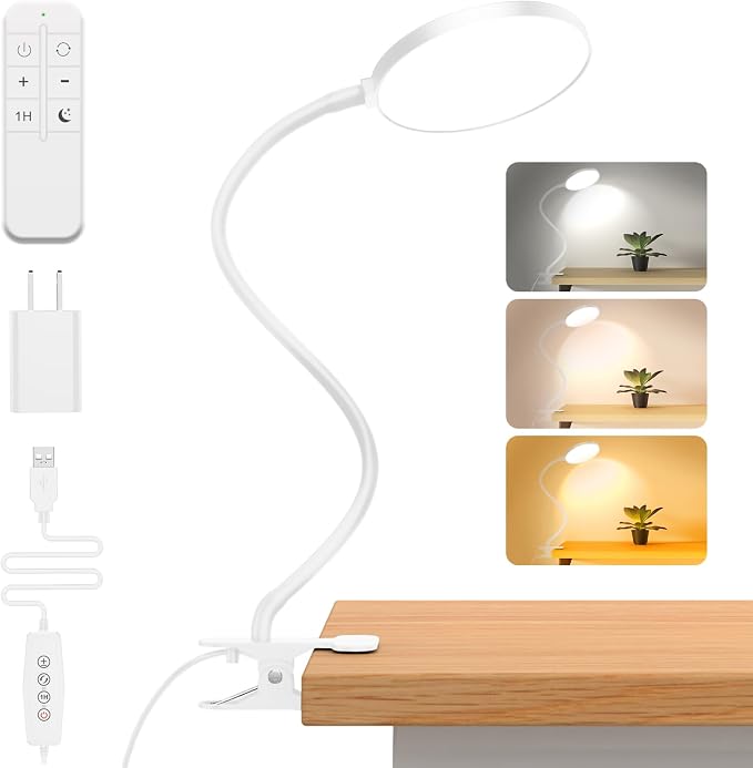iFalarila Reading Light with Remote, LED Desk Lamp Clip on RA>95 Dimmable by iFalarila