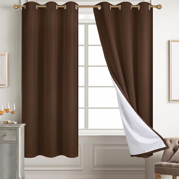 Diraysid 100% Blackout Curtains Chocolate Brown Linen Curtains by Diraysid%2C+refresh+your+life
