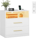 VASAGLE 23.6 Nightstands, LED Lights, Charging Station, 2 Drawers | LED Lights by Unknown
