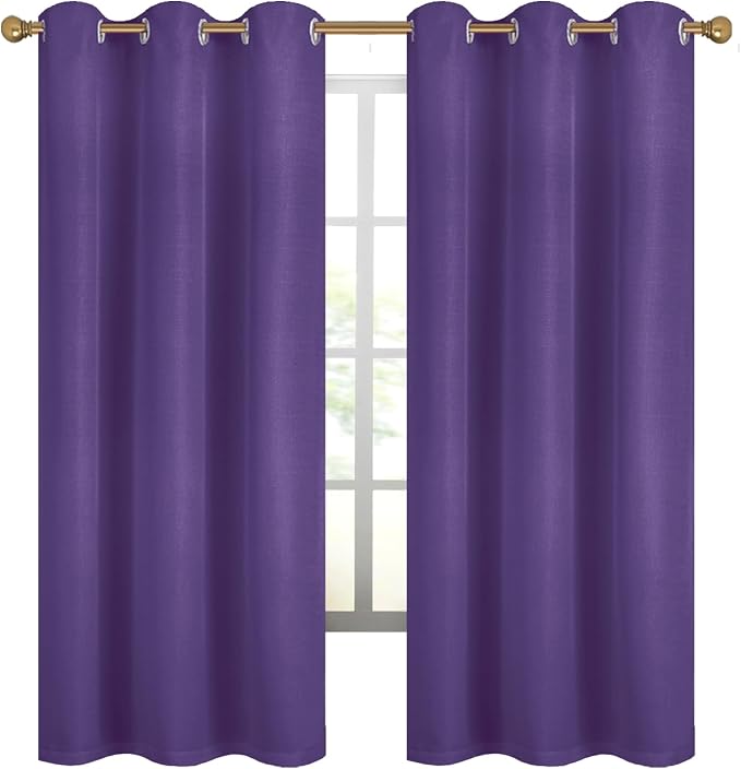 Diraysid 100% Blackout Curtains Purple Linen Curtains - Image 6