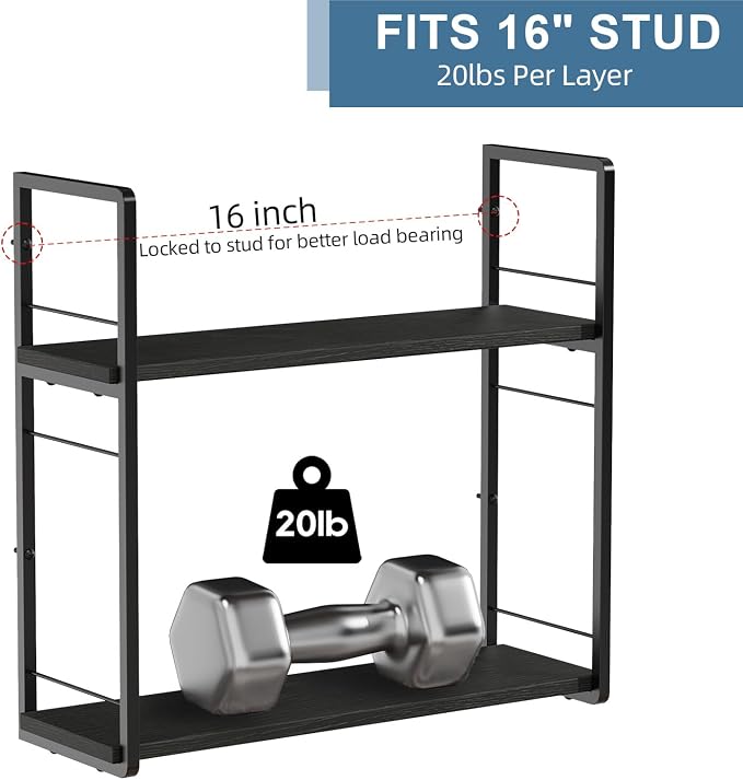 2-Layer Wall Bookshelf for Book Storage, Floating Book Shelves for Wall - Image 4