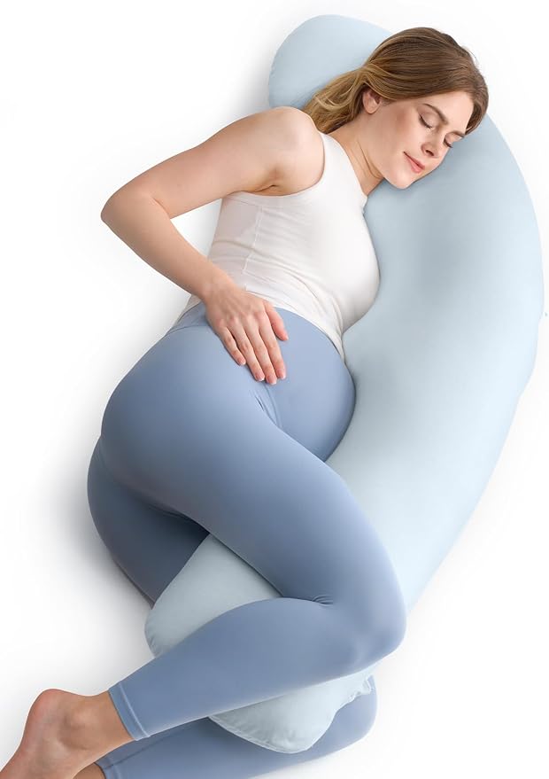 Momcozy J Shaped Pregnancy Pillow, Maternity Body Pillow by Momcozy