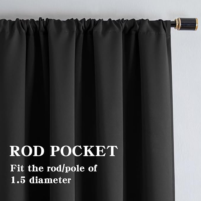 100% Blackout Curtains 108 Inch Length 2 Panels Set, Thermal Insulated Room - Image 2