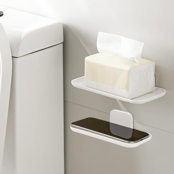 2 Pack Foldable Bedside Shelf Wall Mount, Adhesive Floating Shelves - Image 2
