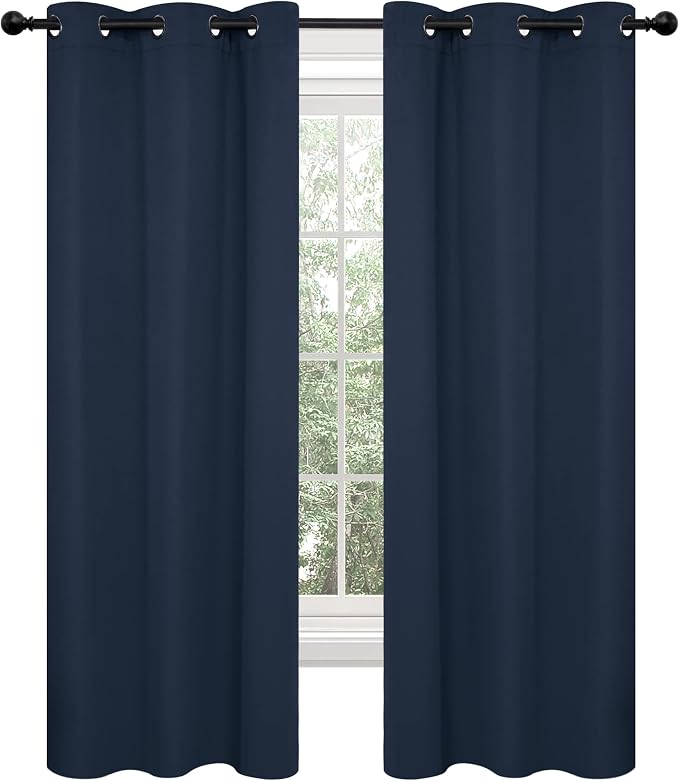Deconovo Blackout Curtains for Bedroom and Living Room 63 Inches Long | Black - Image 2