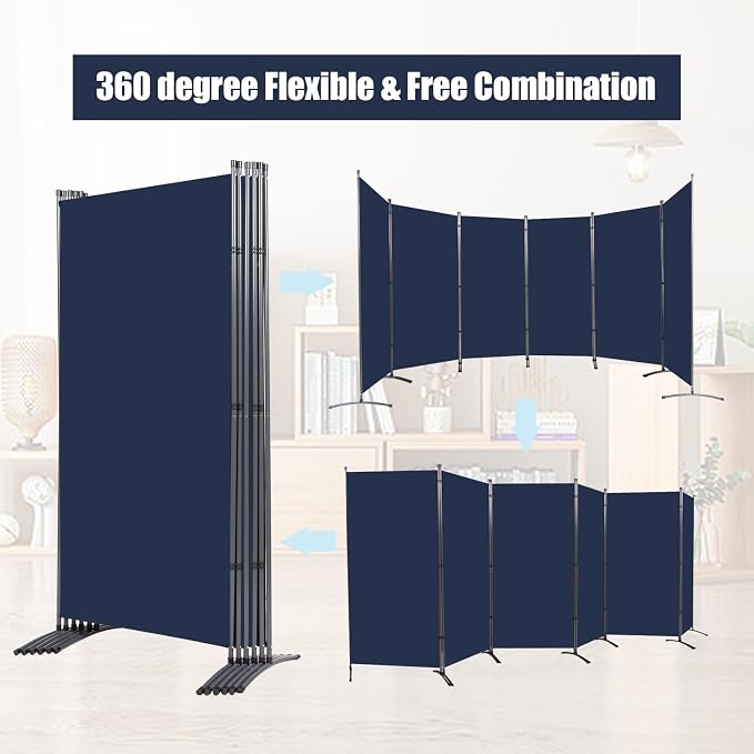 6 Panel Folding Room Divider, Sturdy Frame Freestanding Wall Divider | - Image 4