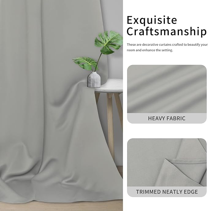 Easy-Going Thermal Grommet Blackout Curtains, 2 Panels 42x63 in, Light Gray | - Image 5